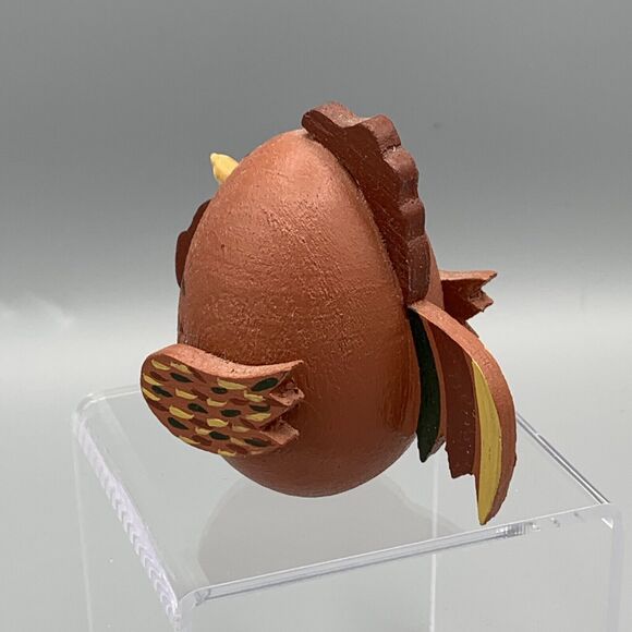 Vtg Folk Art Hand Painted Wood Chicken Rooster Figurine Signed JT '95 Farmcore - Picture 7 of 9